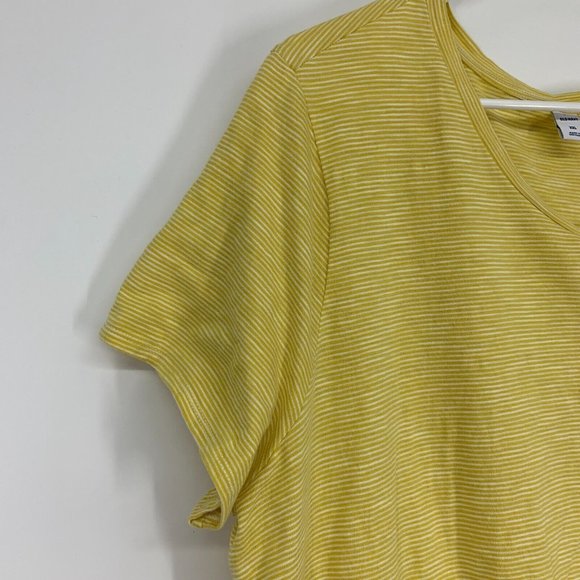 Old Navy Dress T-Shirt Waist Defined Slub Knit Mini Yellow Stripe - Picture 5 of 12